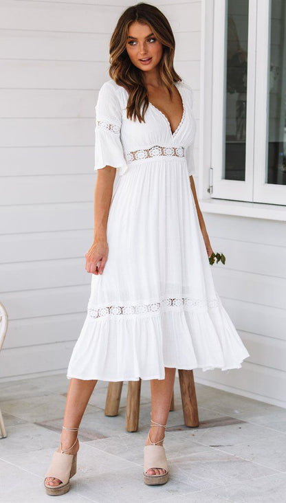 Women's White Boho Dress