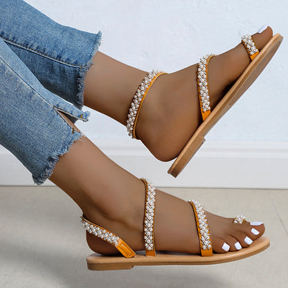 Pearl Flat Sandals For Women