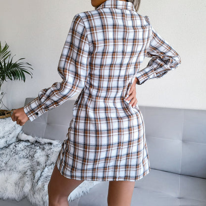 Vintage Tunic Check Dress For Women