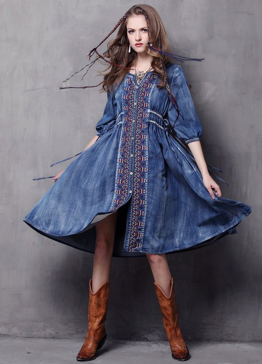 Western Denim Dress For Women