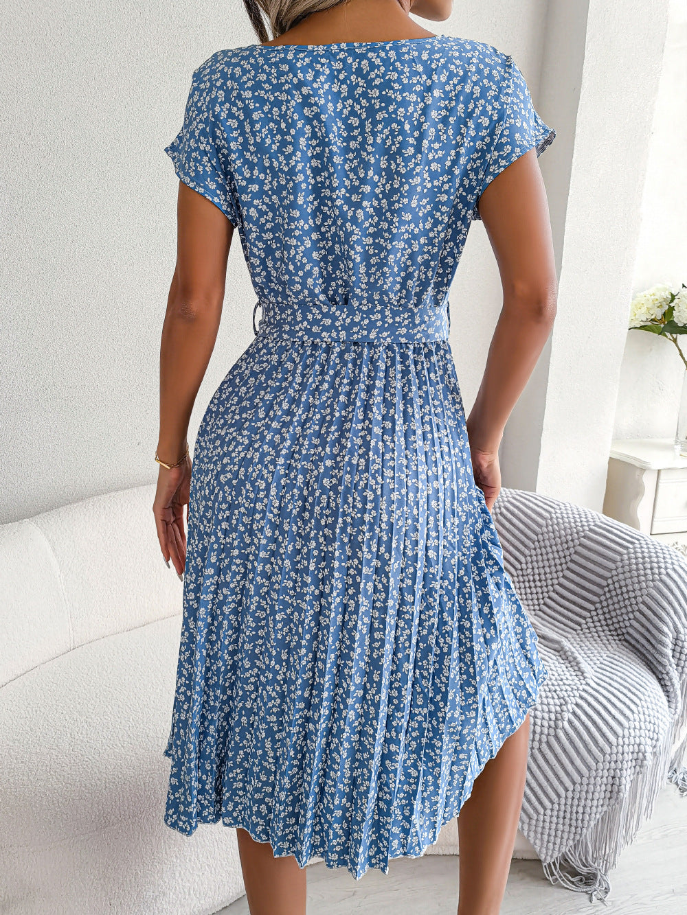 Summer Short Sleeve Floral Print Dress For Women