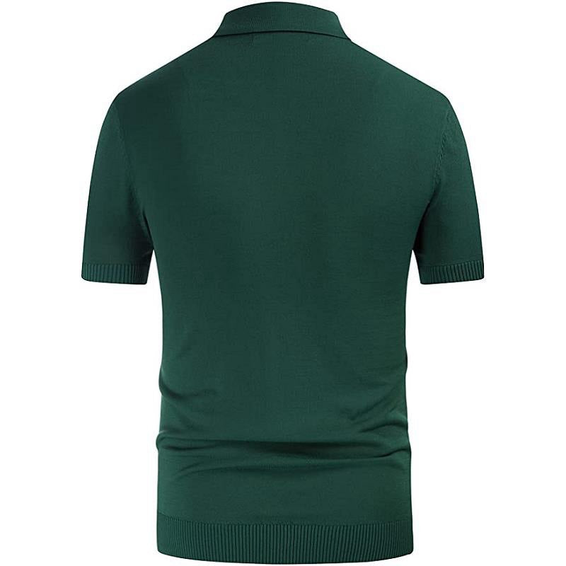 Men's Green Striped Casual Polo Shirt