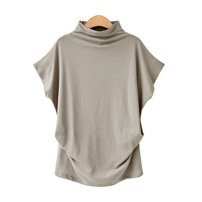 Women's Autumn Half Turtleneck Casual Short Sleeve T-Shirt