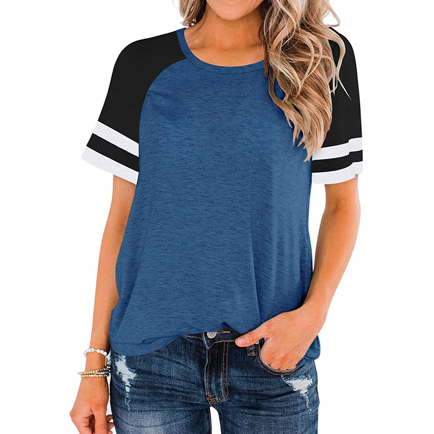Women's Summer Colorblock Short Sleeve T-Shirt