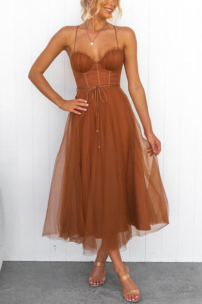 Women's Princess Chiffon Suspenders Party Maxi Dress