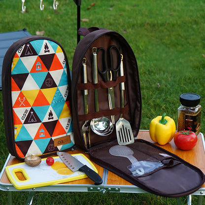 Outdoor Cookware Set Picnic Kitchen Utensils Portable 7-piece Picnic Bag