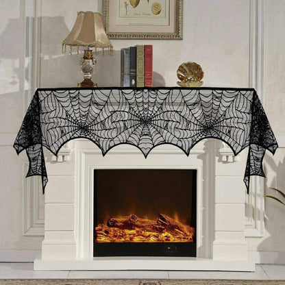 5 Pieces Of Halloween Decoration Black Lace Round Spider Web Tablecloth Lampshade