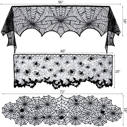 5 Pieces Of Halloween Decoration Black Lace Round Spider Web Tablecloth Lampshade