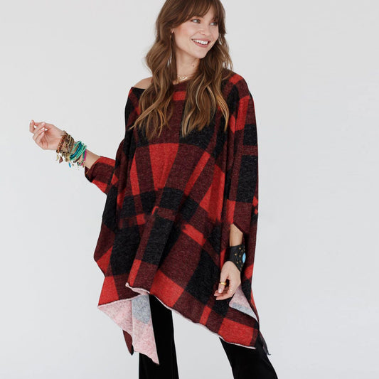 Women's Casual Plaid Print Shawl