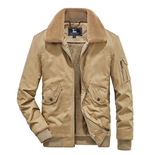 Men's Bomber Jacket Plus Fleece Warm Jacket