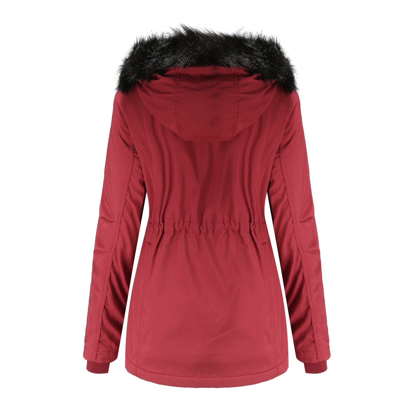 Woman's Detachable Hood Fur Collar Plus Fleece Jacket