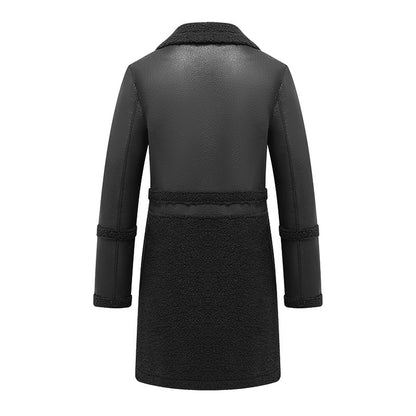 Long Reversible Plush Leather Jacket For Women