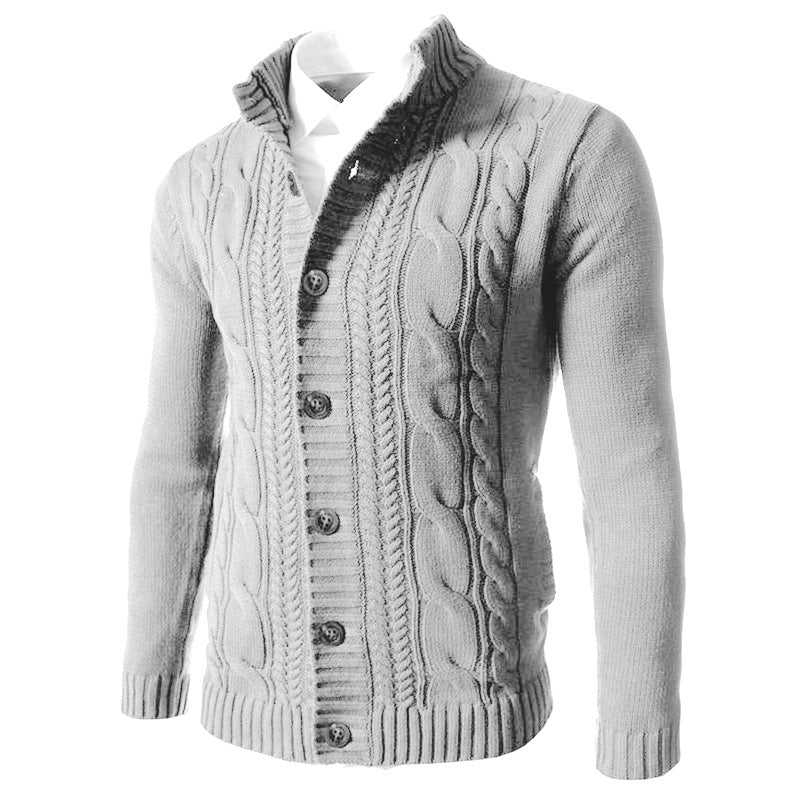 Men's Lapel Button Cardigan Sweater