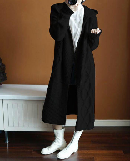 Women's Casual Hooded Long Sweater Coat