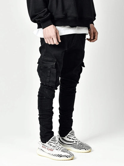 Men's Side Pocket Slim Jeans Hip Hop Style Jeans