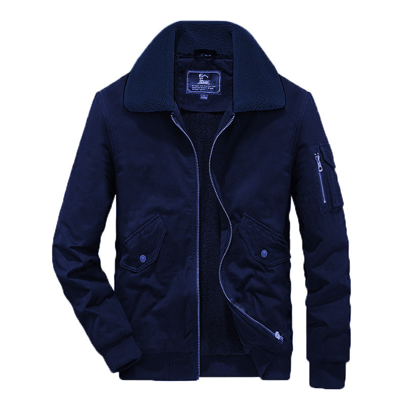 Men's Bomber Jacket Plus Fleece Warm Jacket