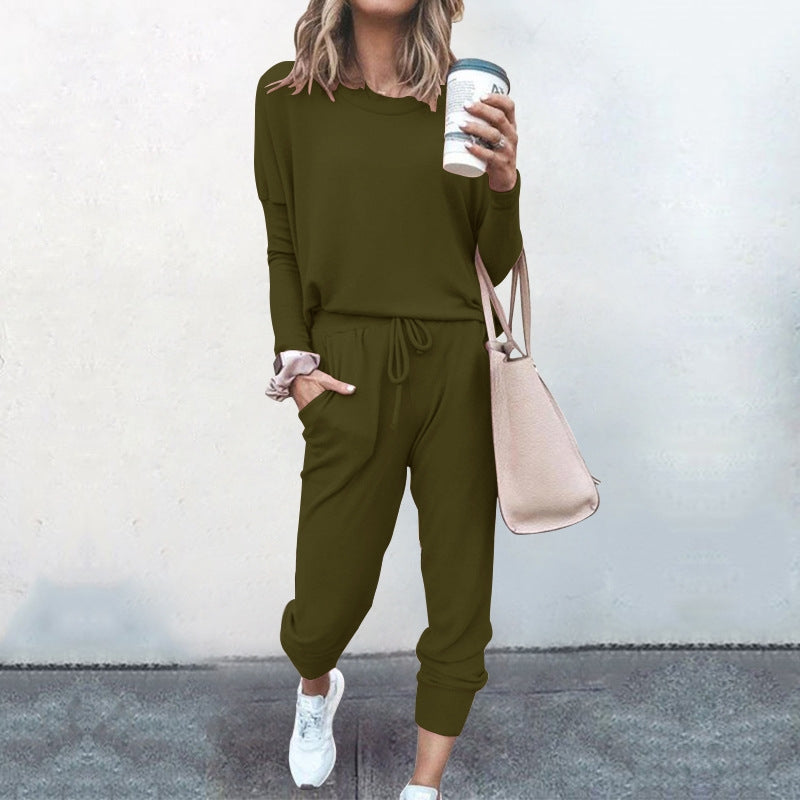 Women's 2 Piece Outfit Active Long Sleeve Sweatshirt Jogger Pants Tracksuit Set