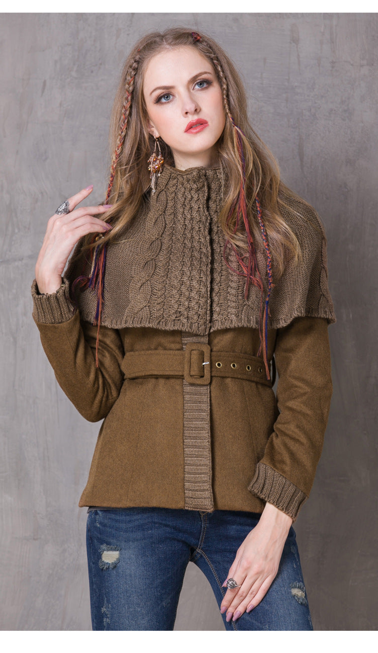 Women's Vintage Knitted Paneled Jacket