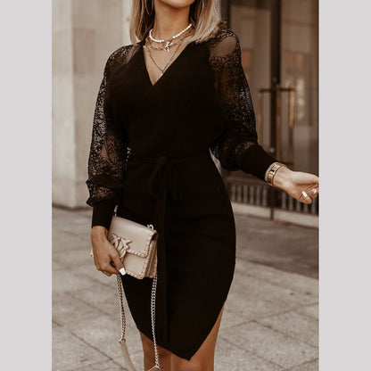 Spring Lace Slim Fit Knit Dress
