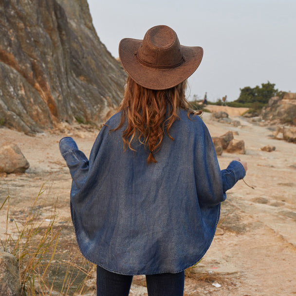 Women's Western Cowboy Style Loose Denim Shirt