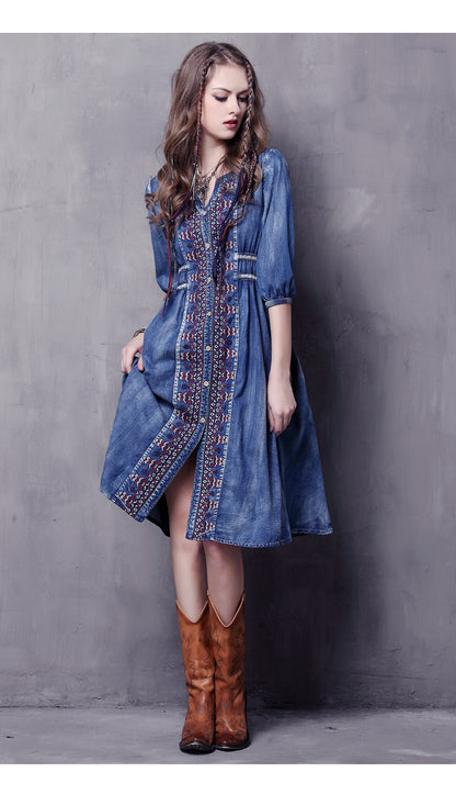 Western Denim Dress For Women