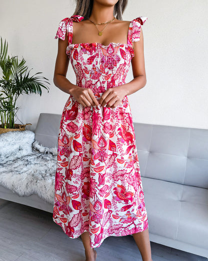 Sleeveless Tunic Floral Print Dress For Women