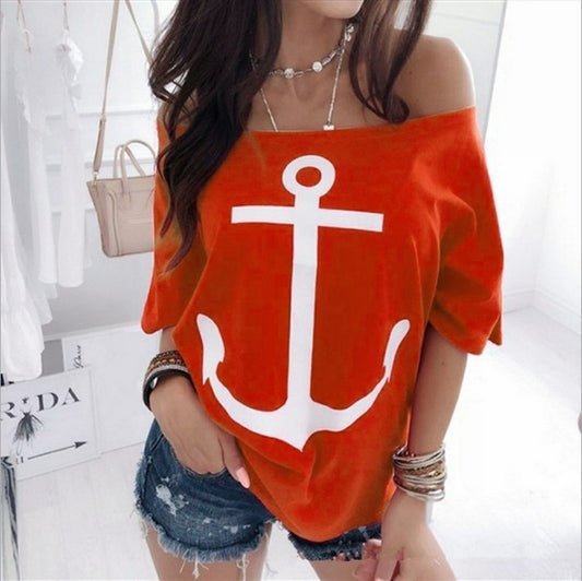 Off Shoulder Half Sleeve Casual T-Shirt