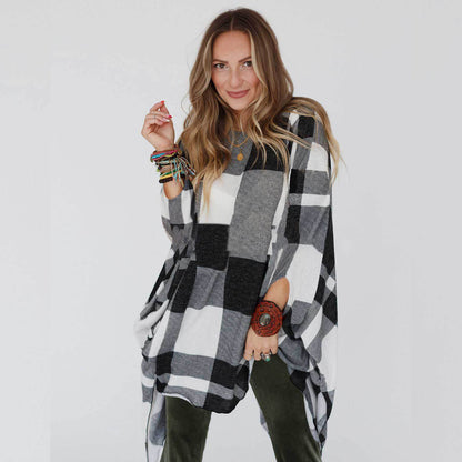 Women's Casual Plaid Print Shawl