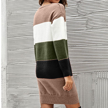 Women's Crew Neck Striped Knit Sweater