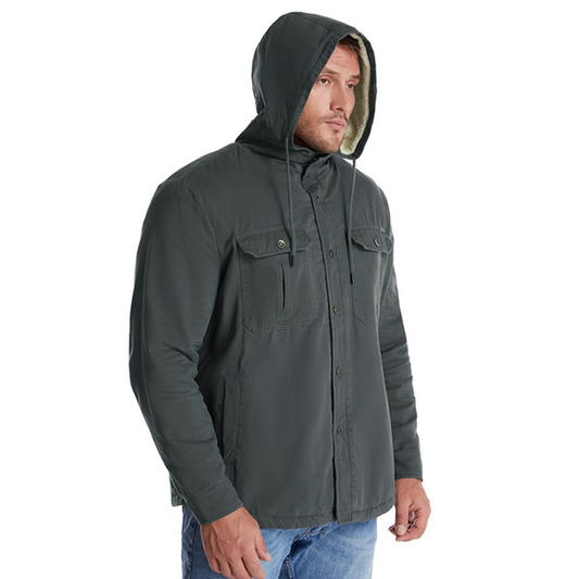 Men's Lamb Fleece Hooded Outdoor Track Jacket
