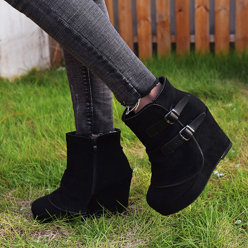 Women's High Heel Distressed Ankle Boots