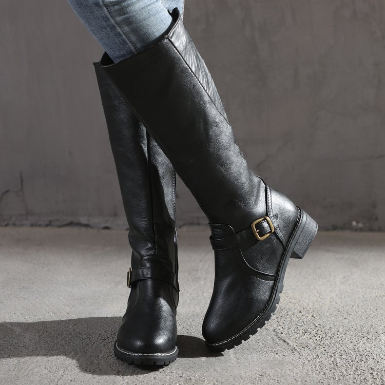 Women's Zip Tall Winter Leather Boots