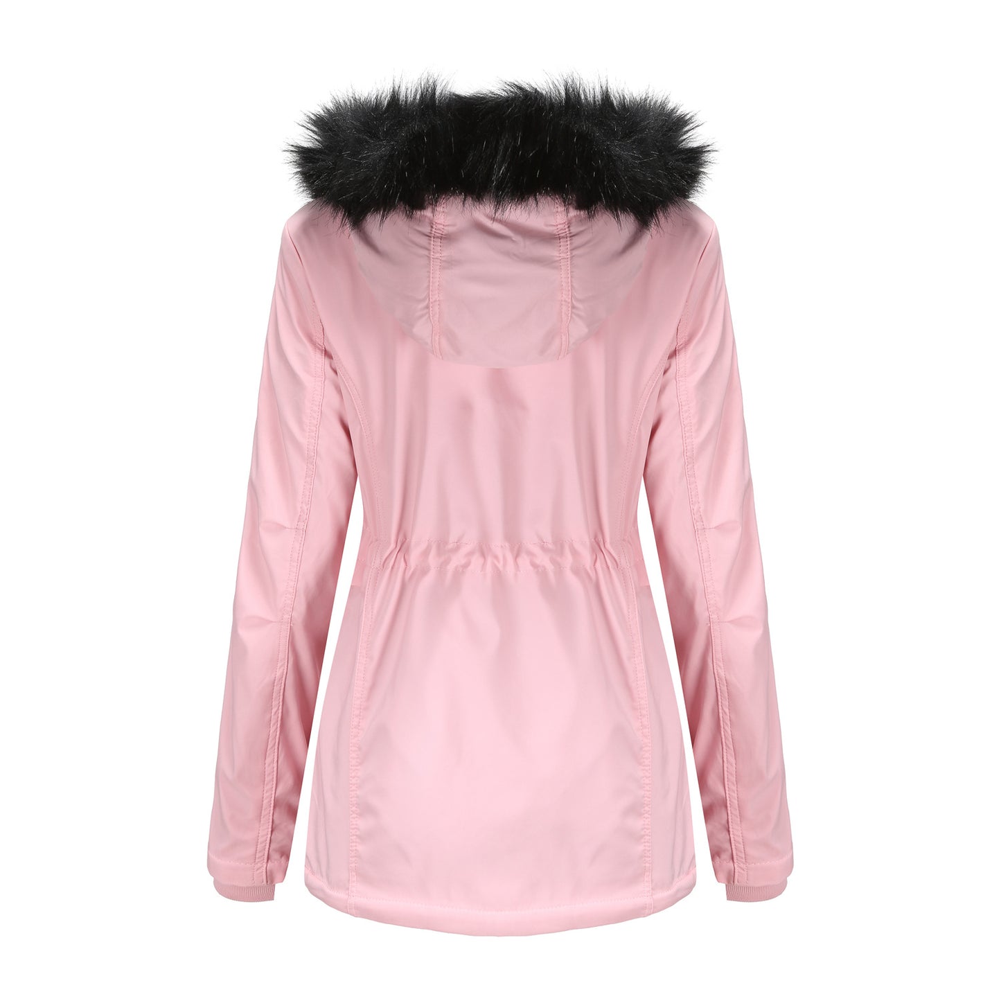 Woman's Detachable Hood Fur Collar Plus Fleece Jacket