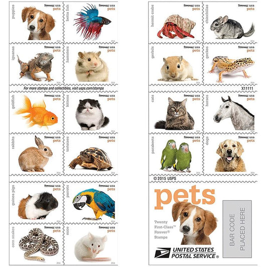 (2016) USPS Pets Stamps First-Class Mail Forever