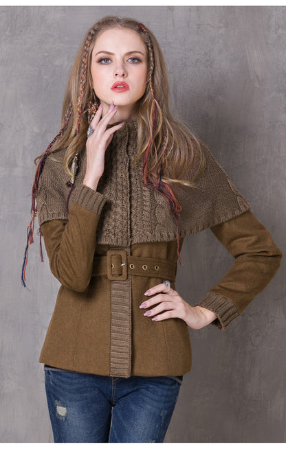 Women's Vintage Knitted Paneled Jacket