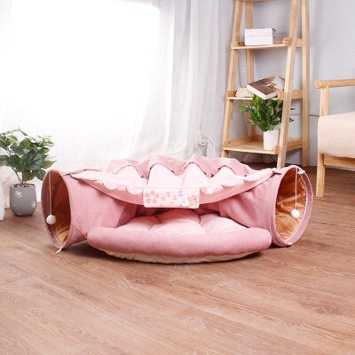 Foldable Cute Cat Creative Game Tunnel Pet Bed