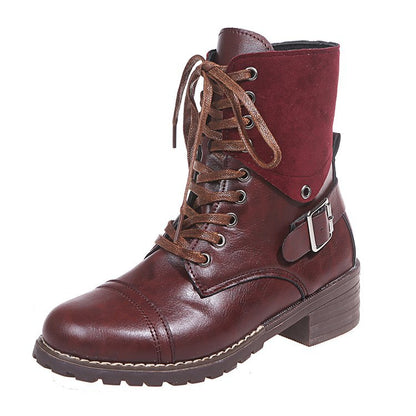 Chunky-heel Lace-up Boots For Women