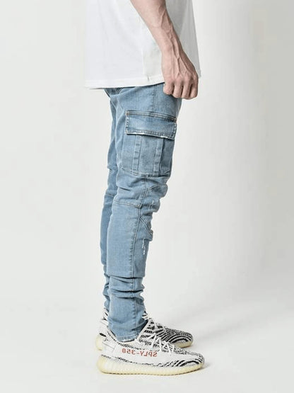 Men's Side Pocket Slim Jeans Hip Hop Style Jeans