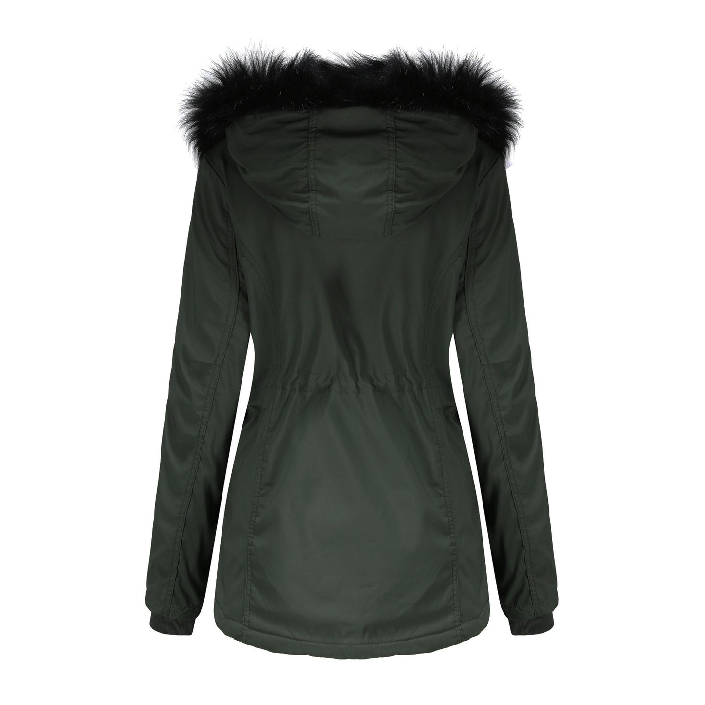 Woman's Detachable Hood Fur Collar Plus Fleece Jacket