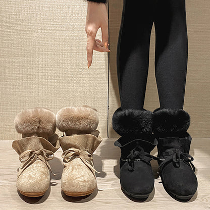 2022 New Leather Plush Winter Boots For Women