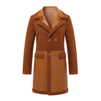 Long Reversible Plush Leather Jacket For Women