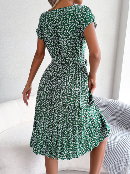 Summer Short Sleeve Floral Print Dress For Women