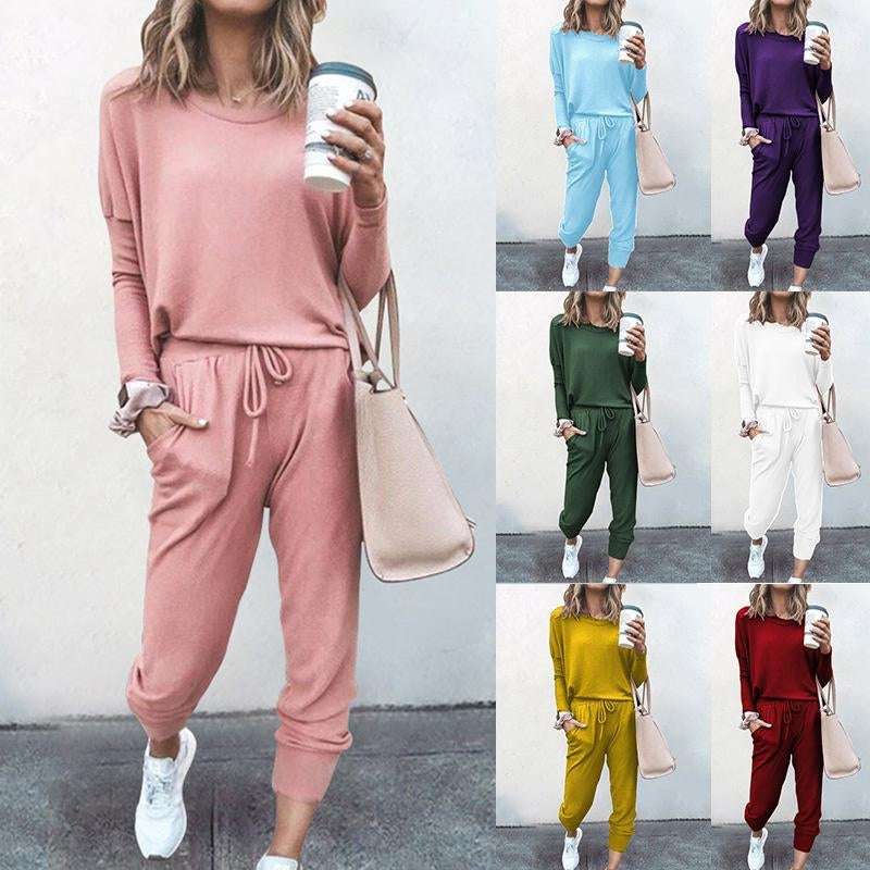 Women's 2 Piece Outfit Active Long Sleeve Sweatshirt Jogger Pants Tracksuit Set