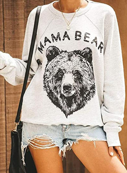 Cute Loose Letter Mama Bear Printed Sweatshirt