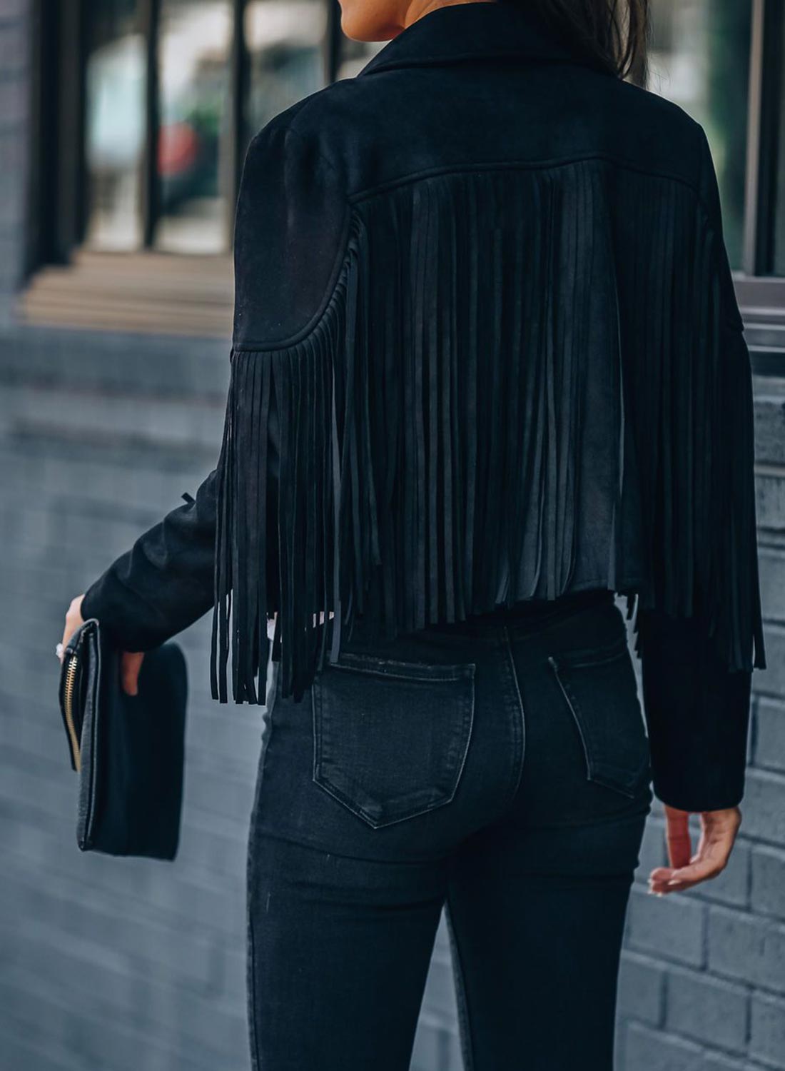 Women's Jackets Long-sleeve Printed Fringed Jacket