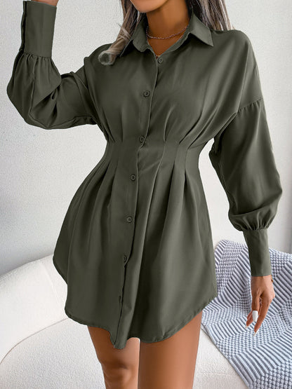 Solid Color Waisted Blouses For Women