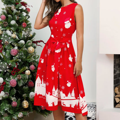 Women's Slim Fit Christmas Sleeveless Dress