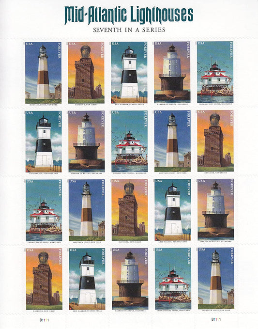 (2021) USPS Mid Atlantic Lighthouses Forever Postage Stamps