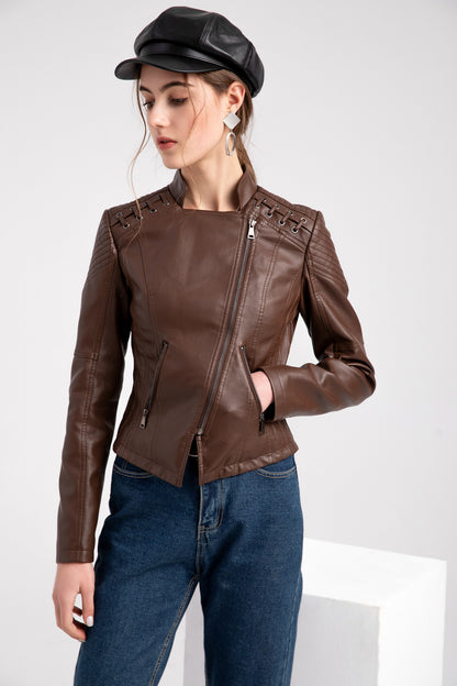 Women's Cropped Leather Multicolor Jacket