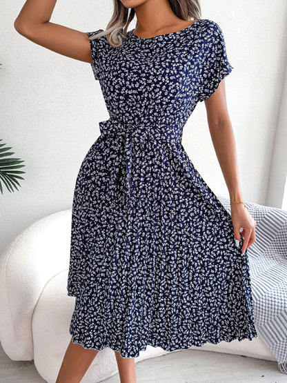 Summer Short Sleeve Floral Print Dress For Women